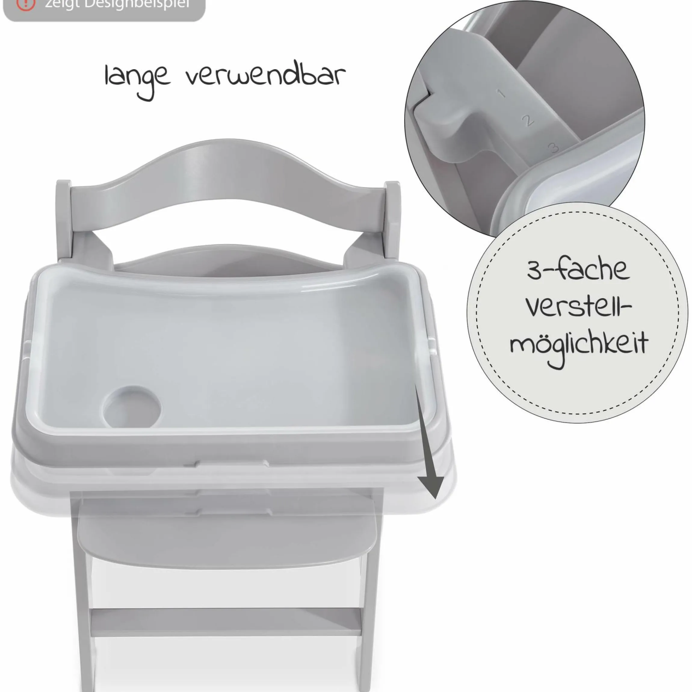 Alpha Tray - 2-teiliges Essbrett & Tisch für Alpha Hochstühle - Grey / Grau