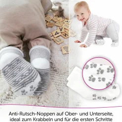 Anti-Rutsch Socken / Krabbelsocken / Stoppersocken 5er Pack - Natur - Gr. 19/20