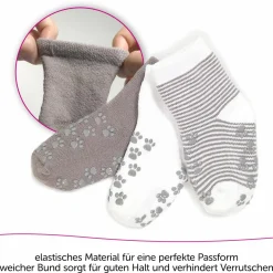 Anti-Rutsch Socken / Krabbelsocken / Stoppersocken 5er Pack - Natur - Gr. 19/20