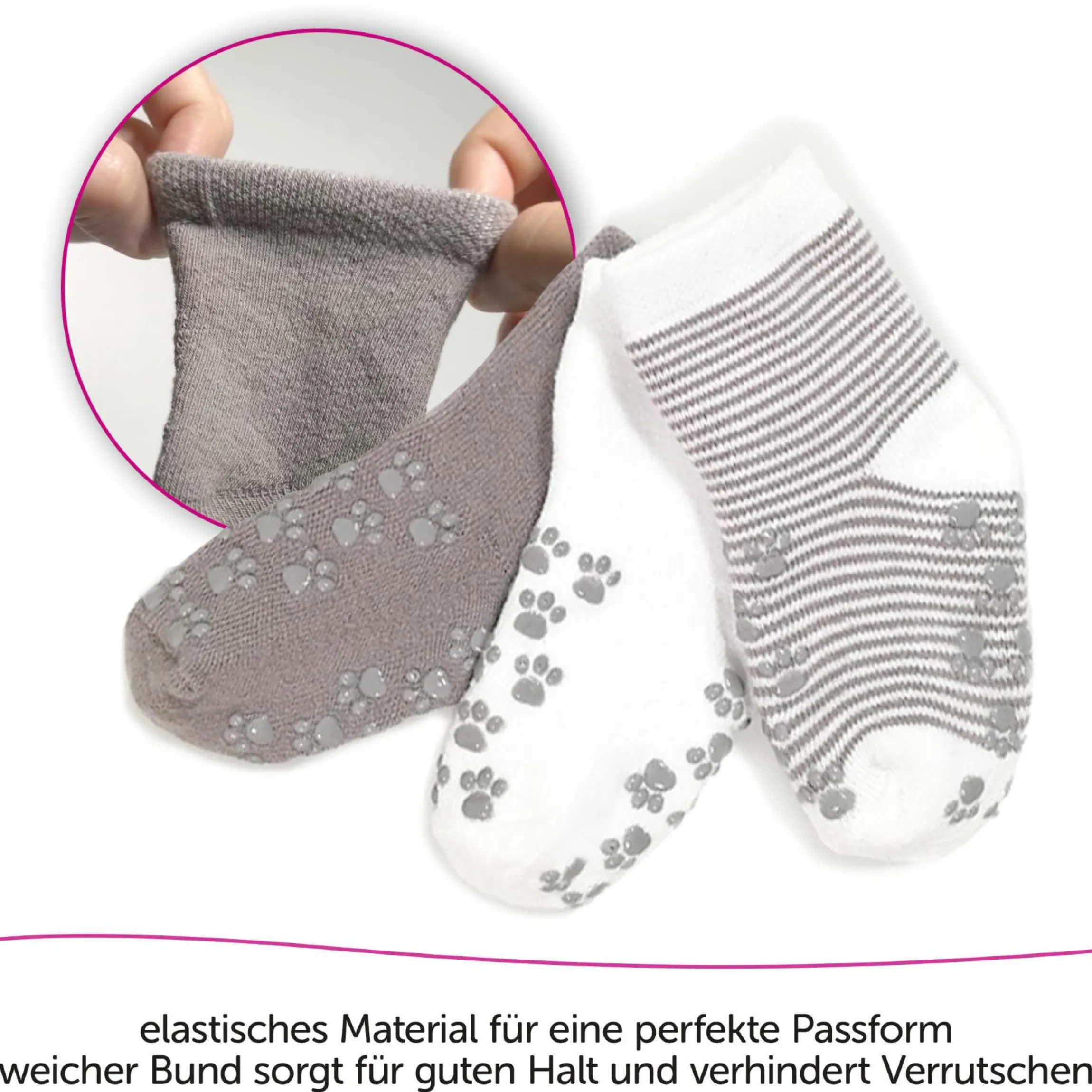 Anti-Rutsch Socken / Krabbelsocken / Stoppersocken 5er Pack - Natur - Gr. 19/20