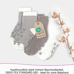Anti-Rutsch Socken / Krabbelsocken / Stoppersocken 5er Pack - Natur - Gr. 19/20