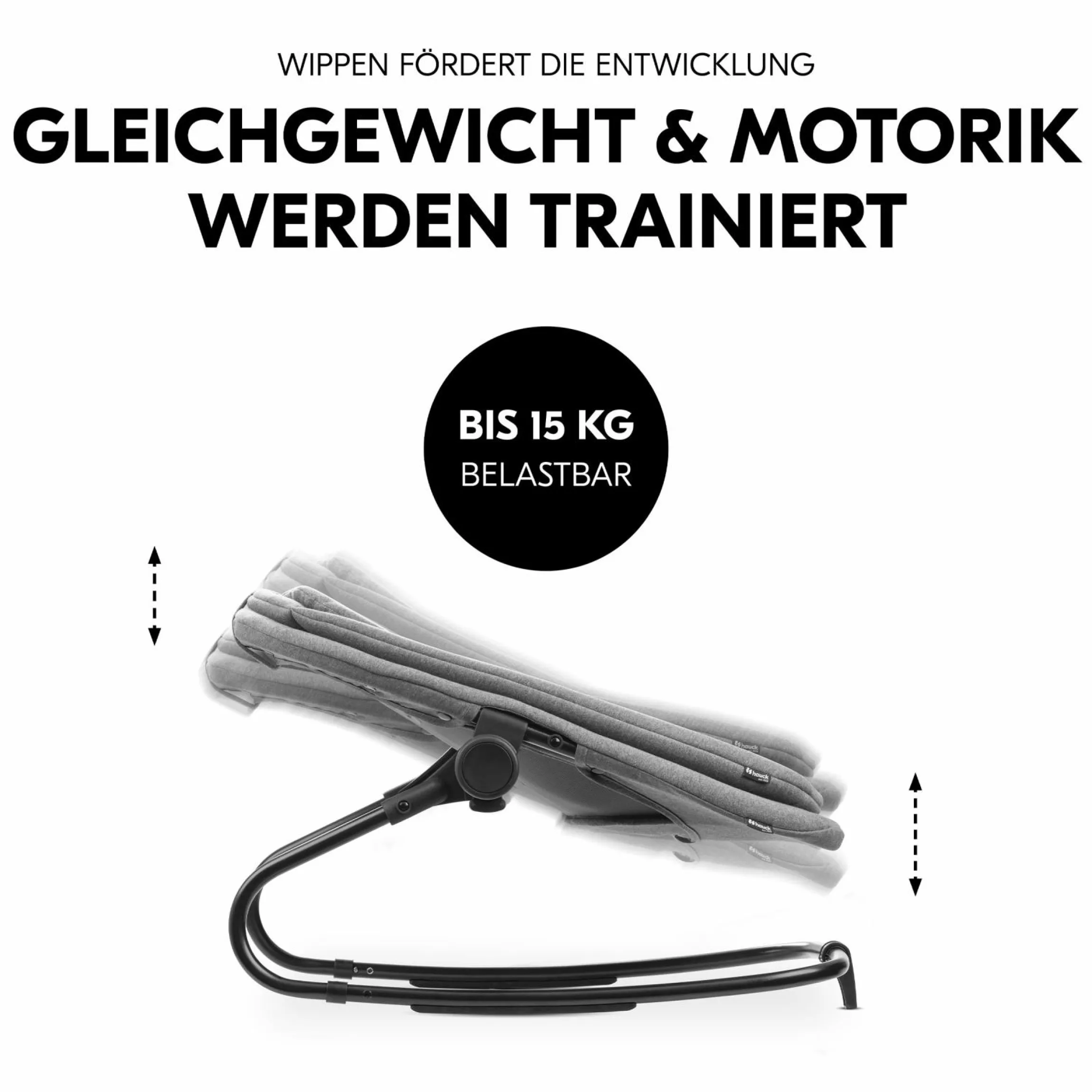Arketa Oak 4-tlg. Newborn Set - Hochstuhl + 2in1 Babyaufsatz & Wippe + Sitzkissen - Melange Dark Grey