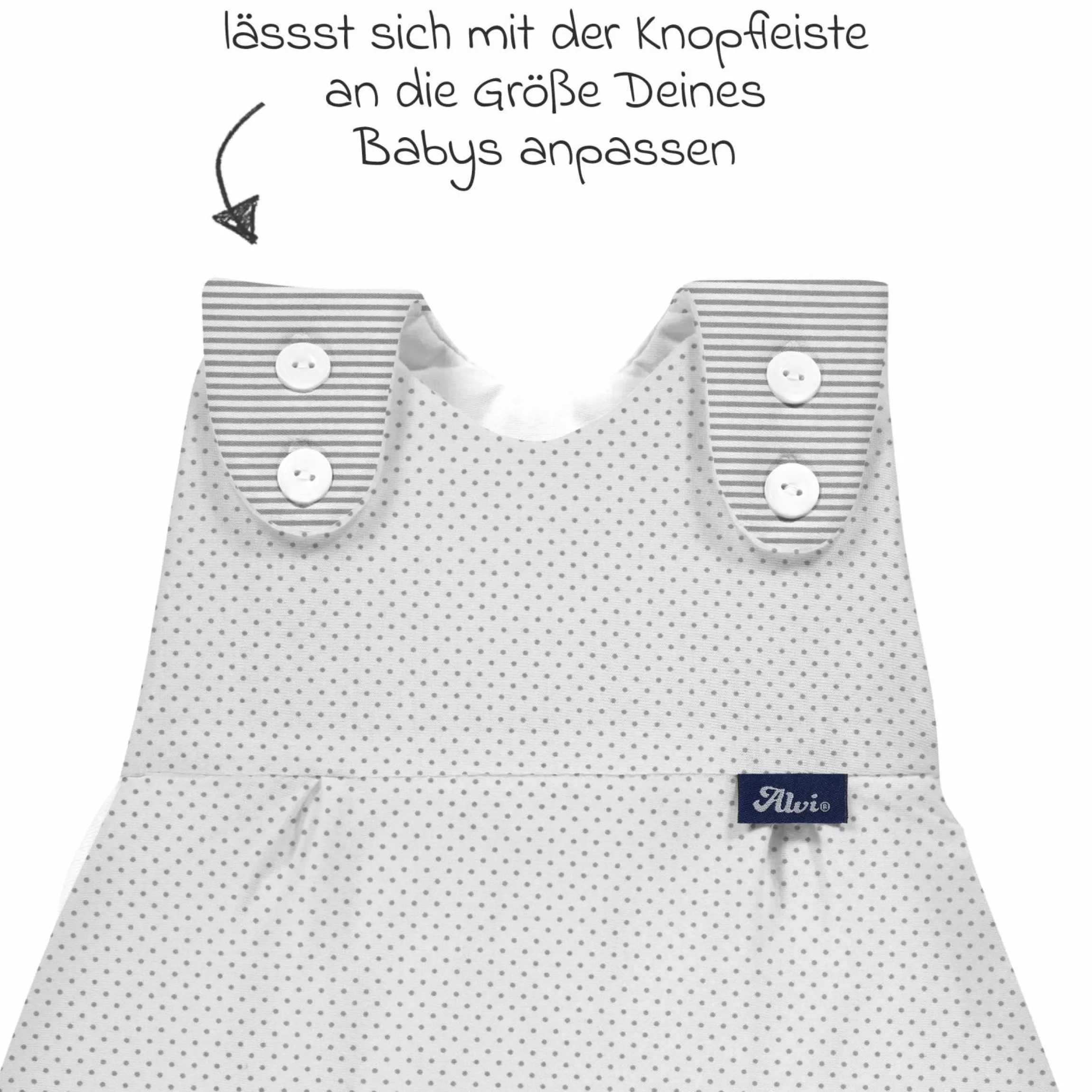 Außensack Baby-Mäxchen - Dots - Grey - Gr. 50/56