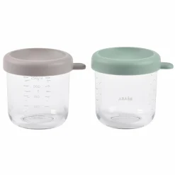 Aufbewahrungsbehälter 2er Pack aus Glas 250 ml - Sage Green Gazelle