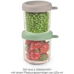Aufbewahrungsbehälter 2er Pack aus Glas 250 ml - Sage Green Gazelle
