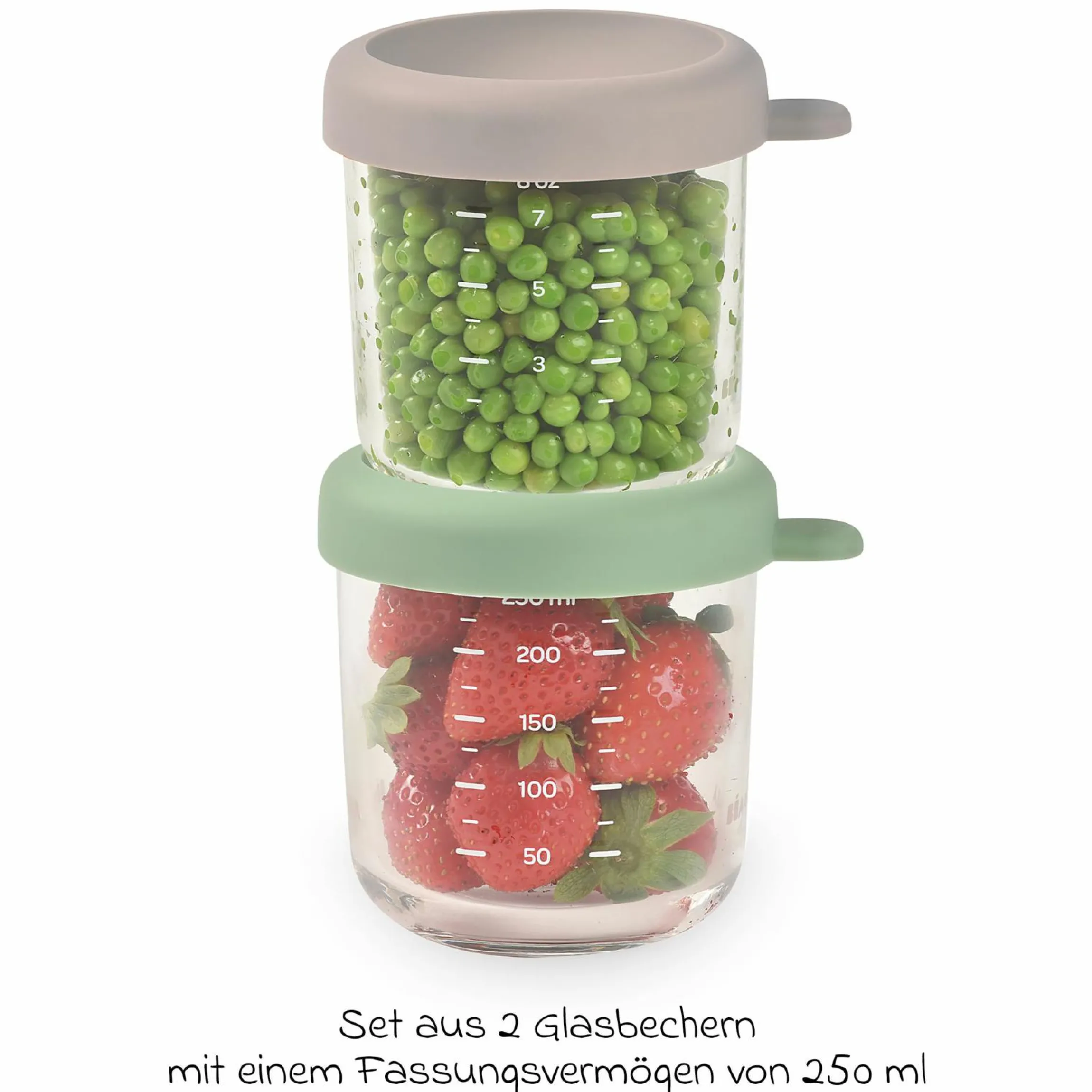 Aufbewahrungsbehälter 2er Pack aus Glas 250 ml - Sage Green Gazelle