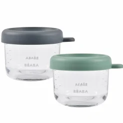 Aufbewahrungsbehälter 2er Pack aus Glas 150 ml - Mineral / Sage Green