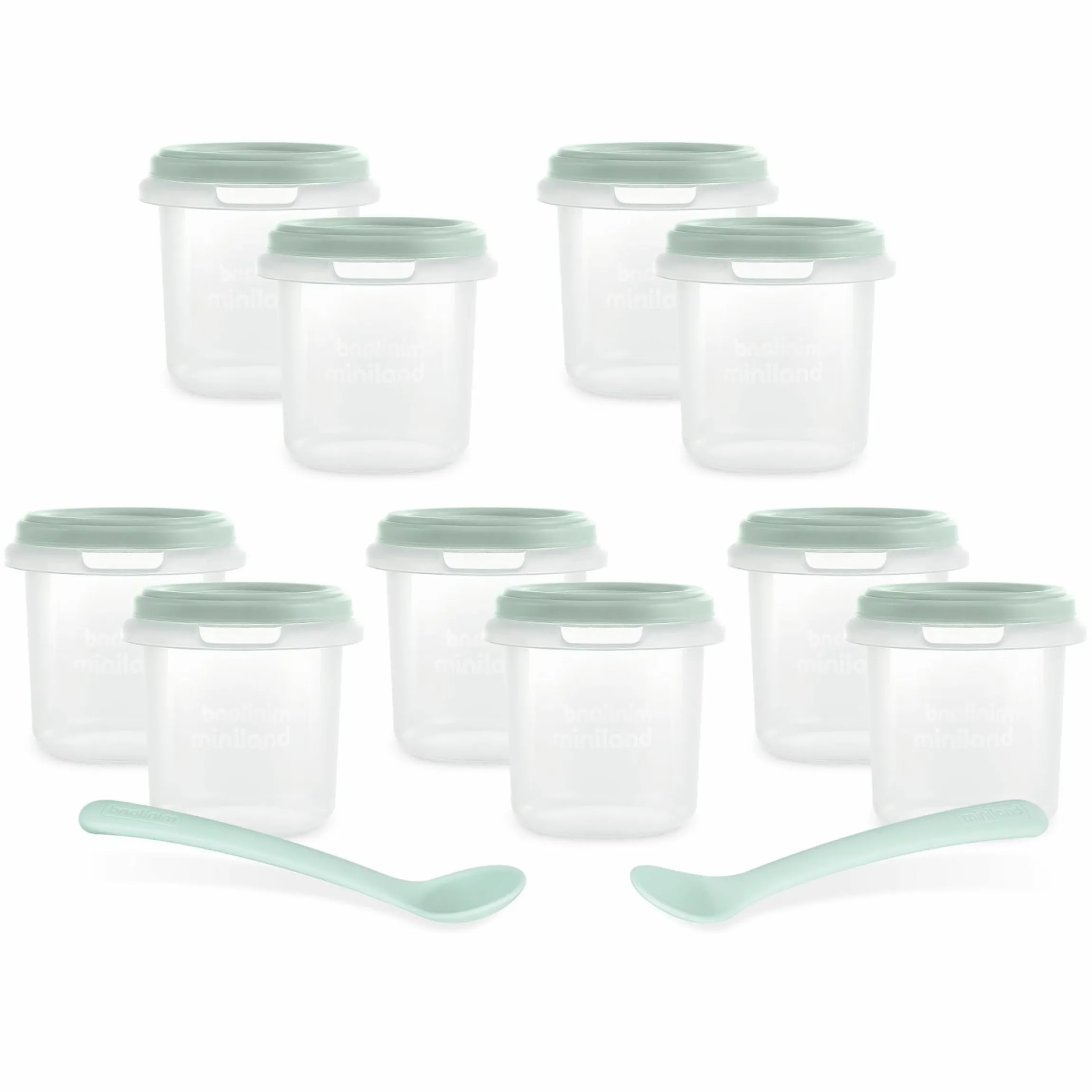 Aufbewahrungsbehälter 10er Pack + 2 Löffel 200 ml - Mint