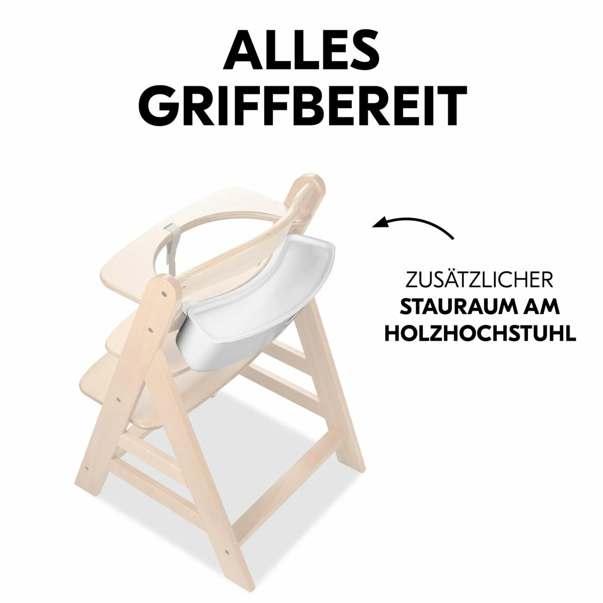 Aufbewahrungsbox für Hochstuhl Rückenlehne (abnehmbar & inkl. Deckel) - Pooh - White