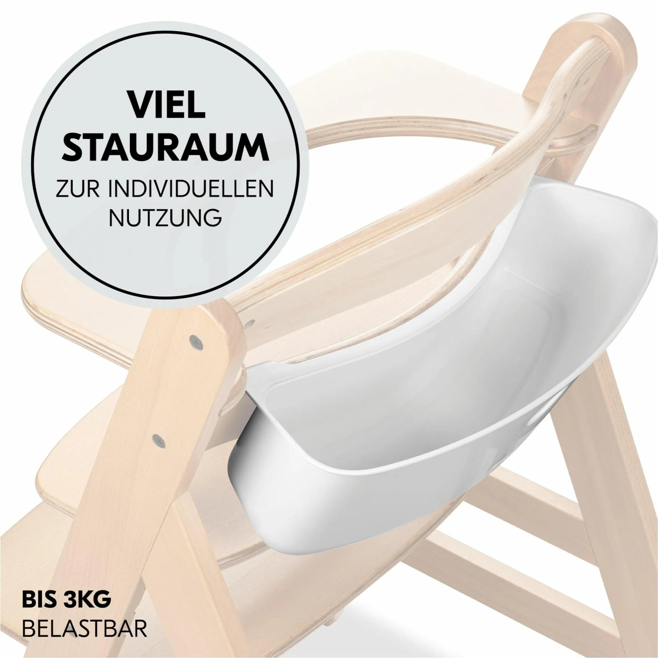Aufbewahrungsbox für Hochstuhl Rückenlehne (abnehmbar & inkl. Deckel) - Pooh - White