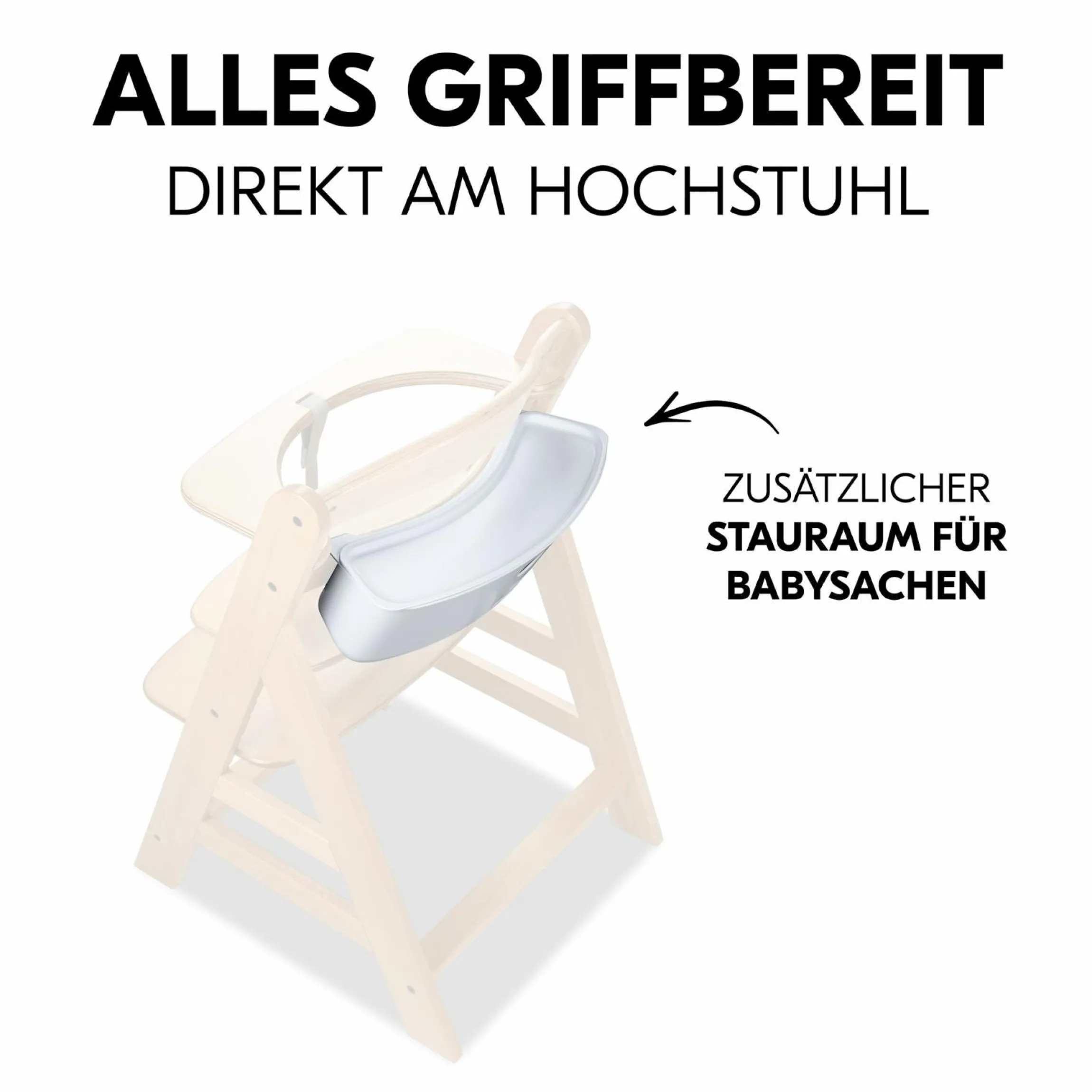 Aufbewahrungsbox für Hochstuhl Rückenlehne (abnehmbar & inkl. Deckel) - Weiß / White