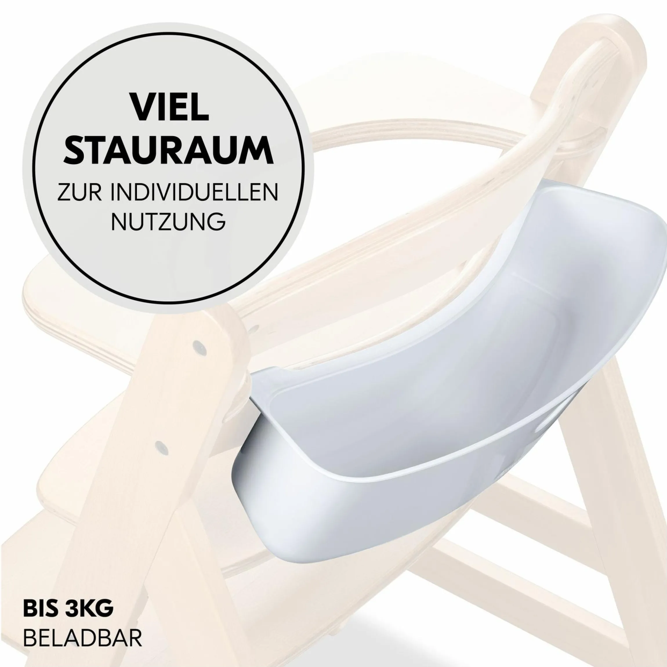 Aufbewahrungsbox für Hochstuhl Rückenlehne (abnehmbar & inkl. Deckel) - Weiß / White