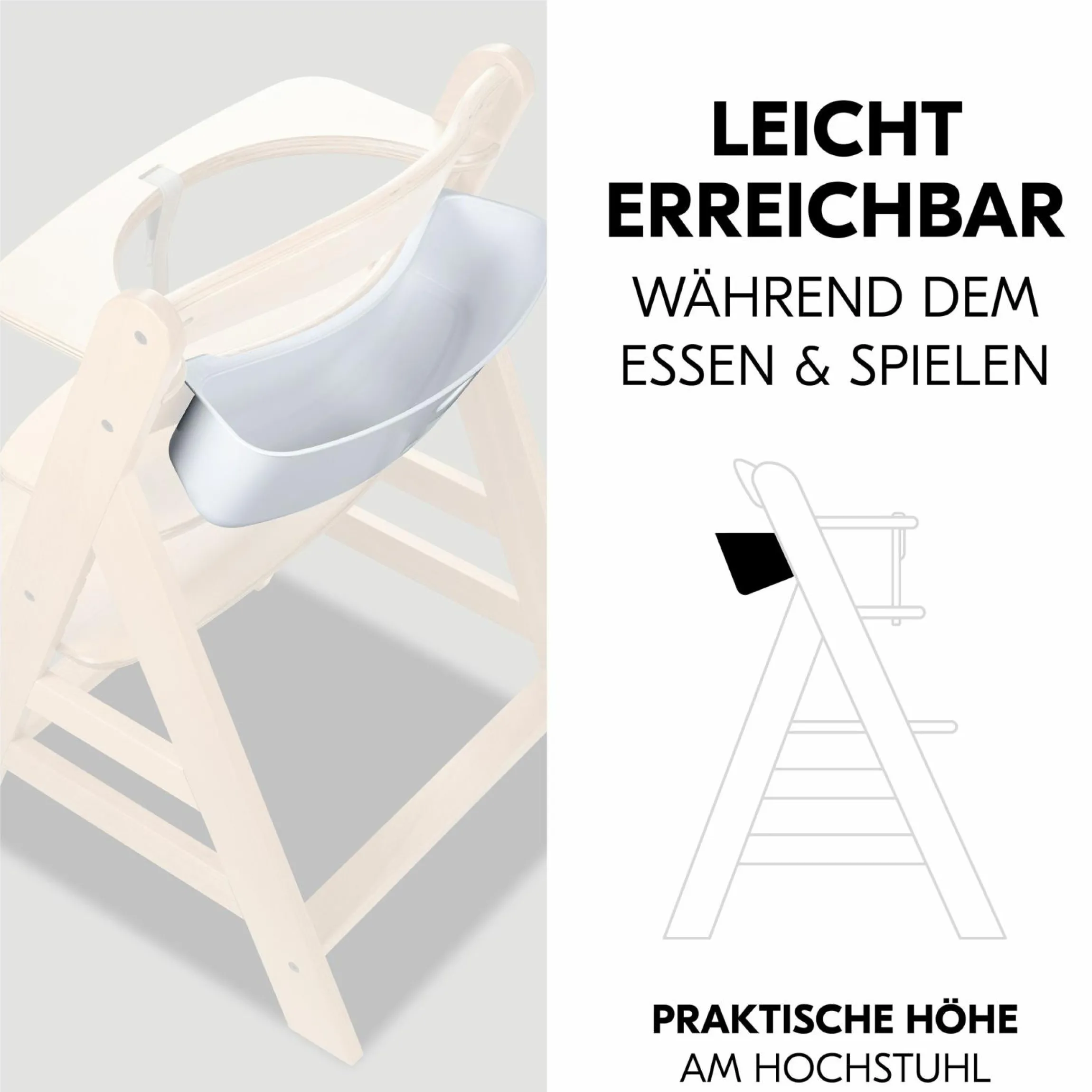 Aufbewahrungsbox für Hochstuhl Rückenlehne (abnehmbar & inkl. Deckel) - Weiß / White