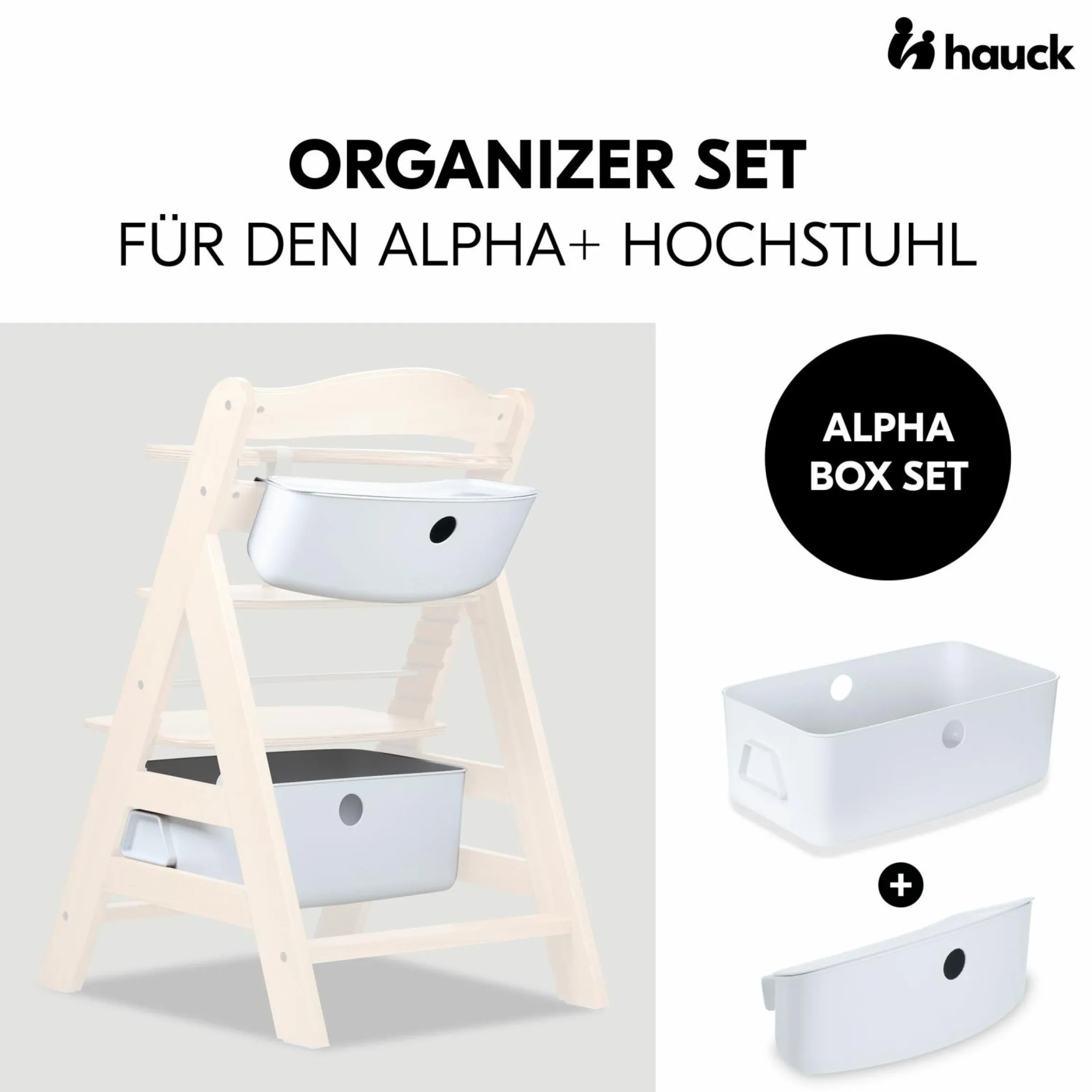 Aufbewahrungsboxen für Hochstuhl - 2er Set (große und kleine Box) - Weiß / White