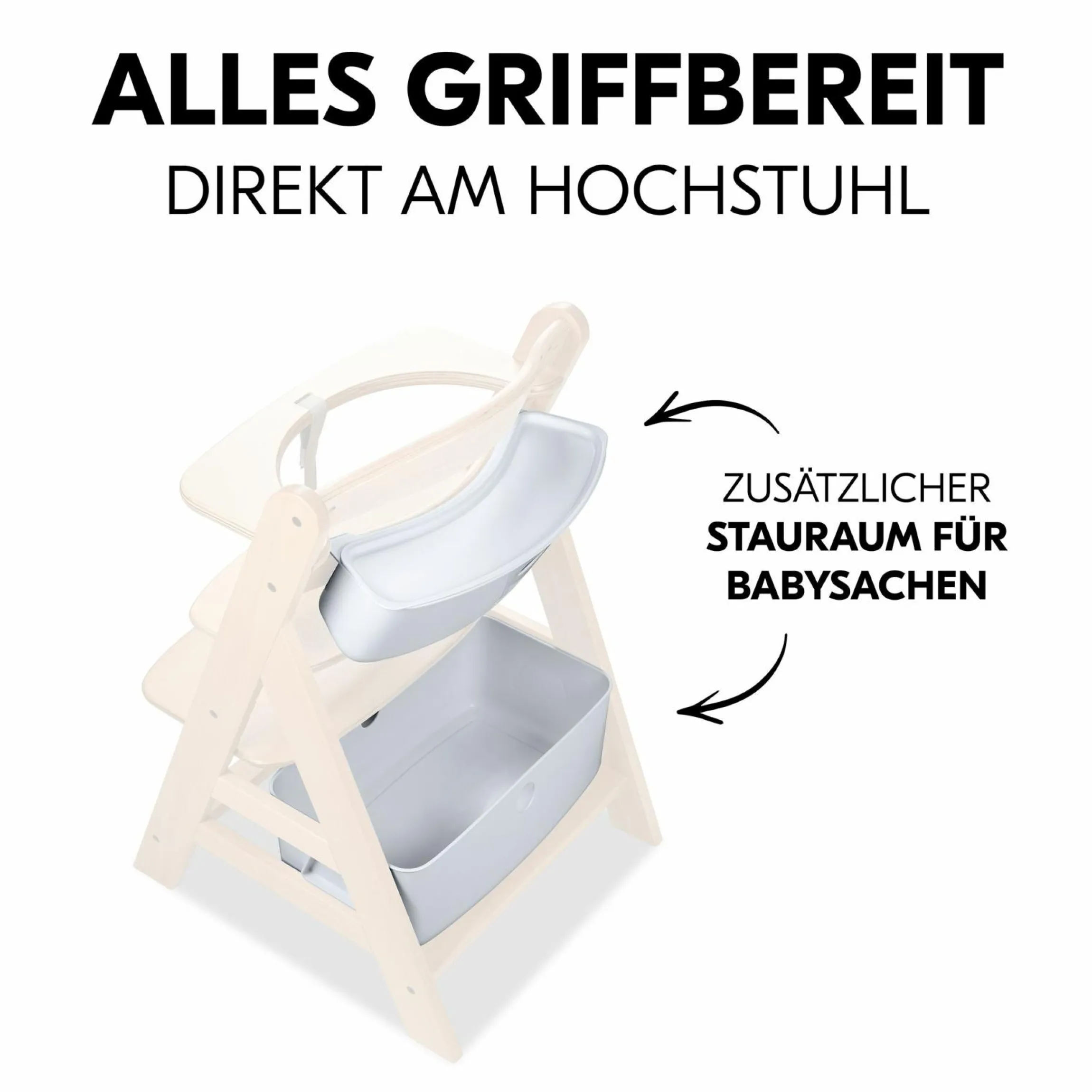 Aufbewahrungsboxen für Hochstuhl - 2er Set (große und kleine Box) - Weiß / White