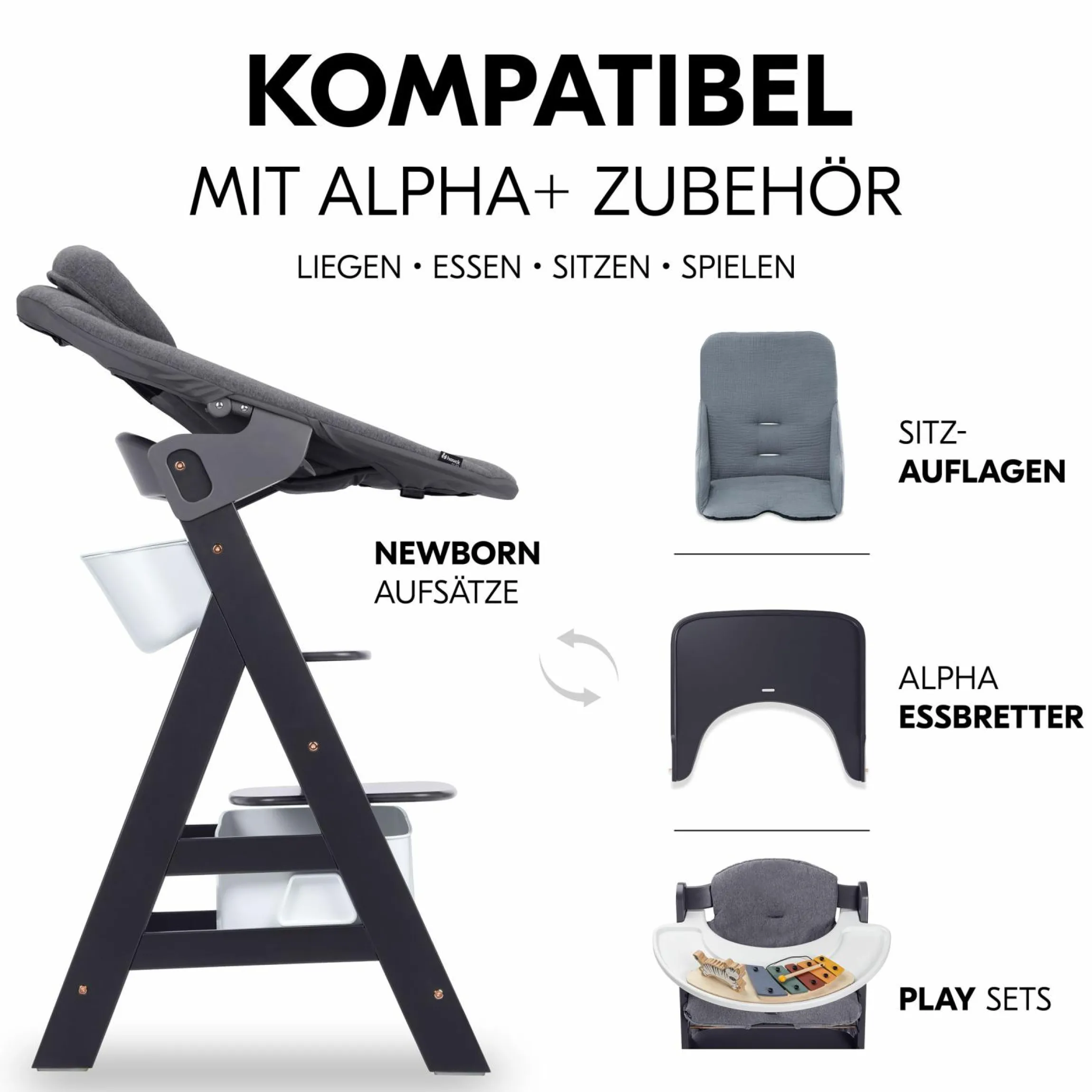 Aufbewahrungsboxen für Hochstuhl - 2er Set (große und kleine Box) - Weiß / White