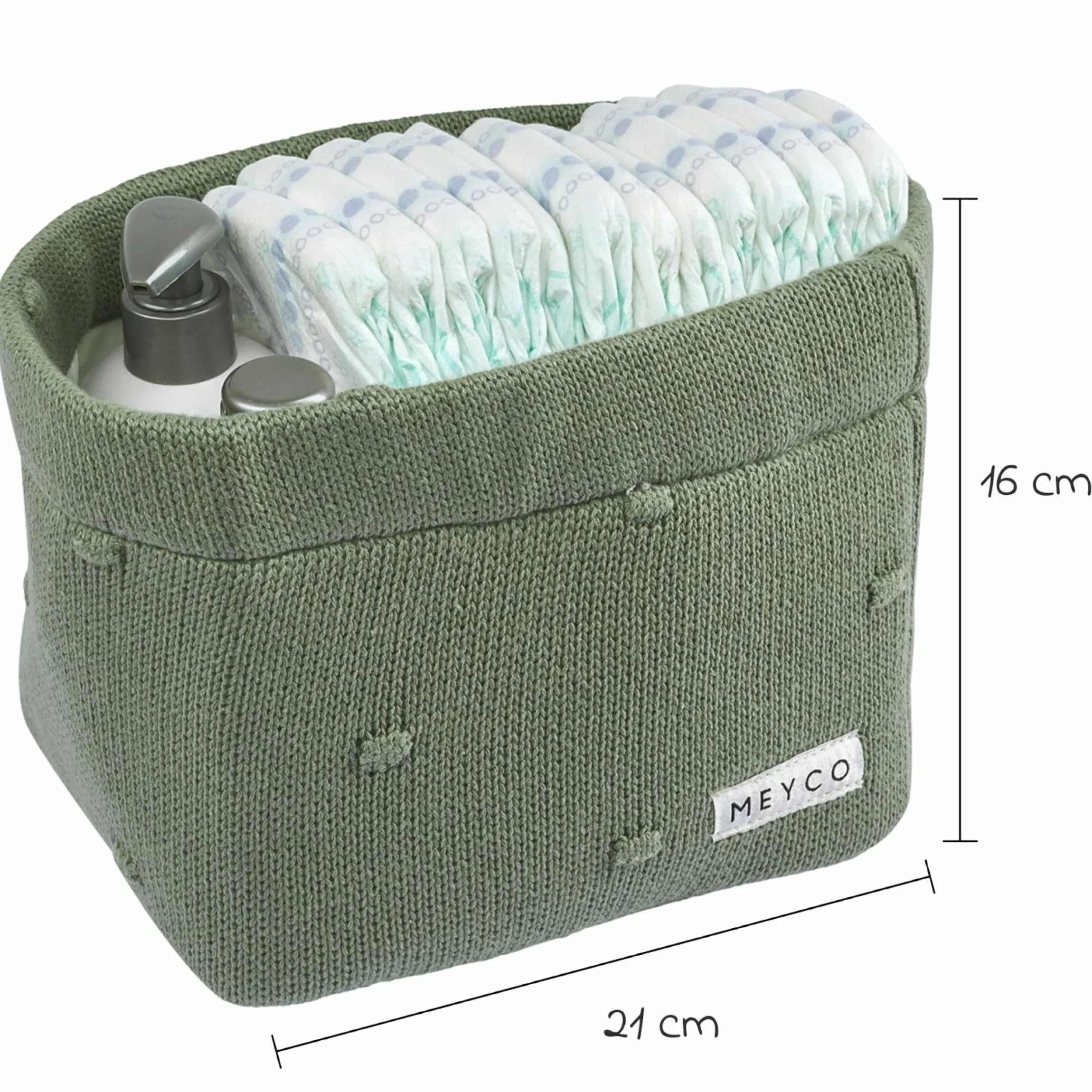 Aufbewahrungskorb / Wickeltischkörbchen 21 x 16 cm - Mini Knots - Forest Green