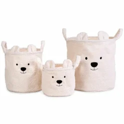Aufbewahrungskorb 3er Set - Teddy - Offwhite