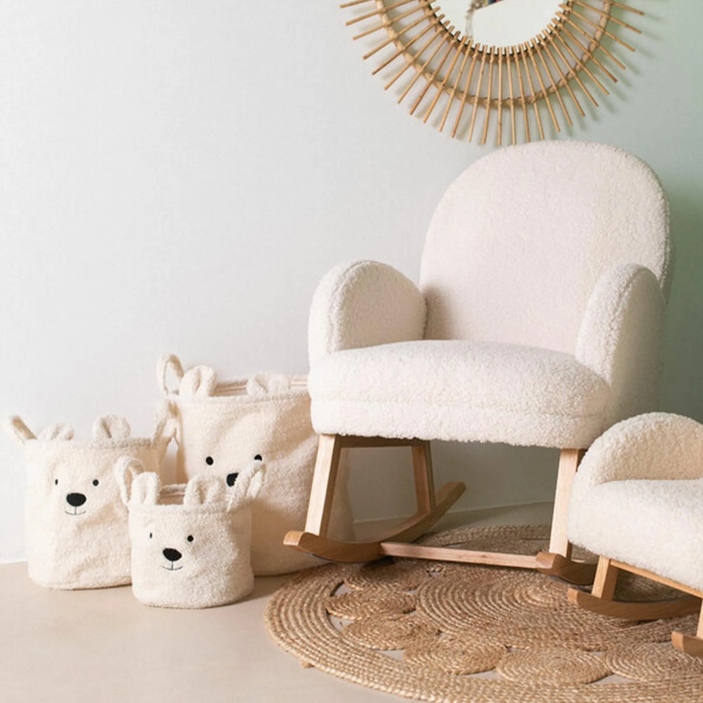 Aufbewahrungskorb 3er Set - Teddy - Offwhite