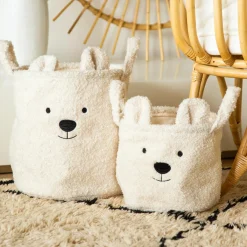Aufbewahrungskorb 3er Set - Teddy - Offwhite