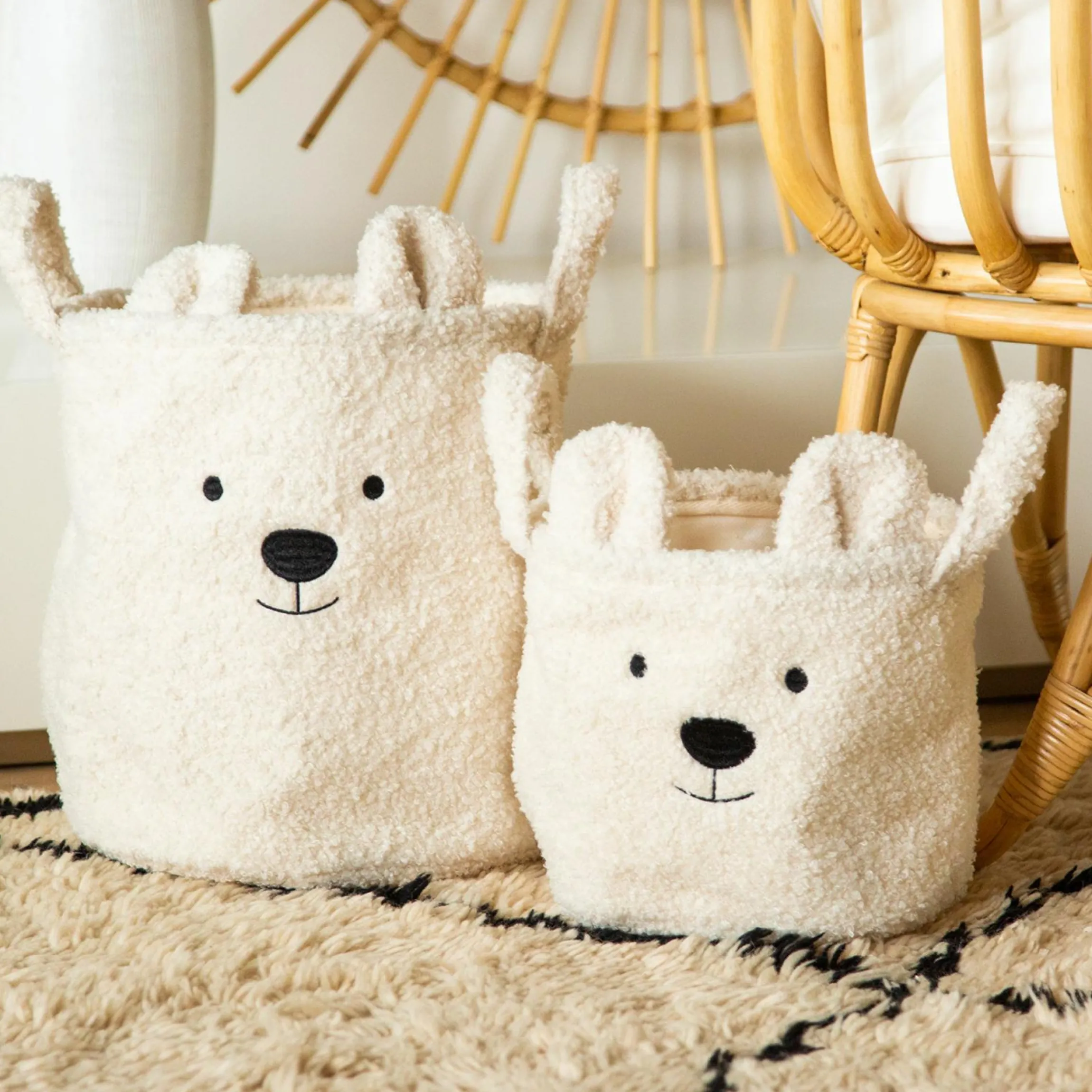 Aufbewahrungskorb 3er Set - Teddy - Offwhite