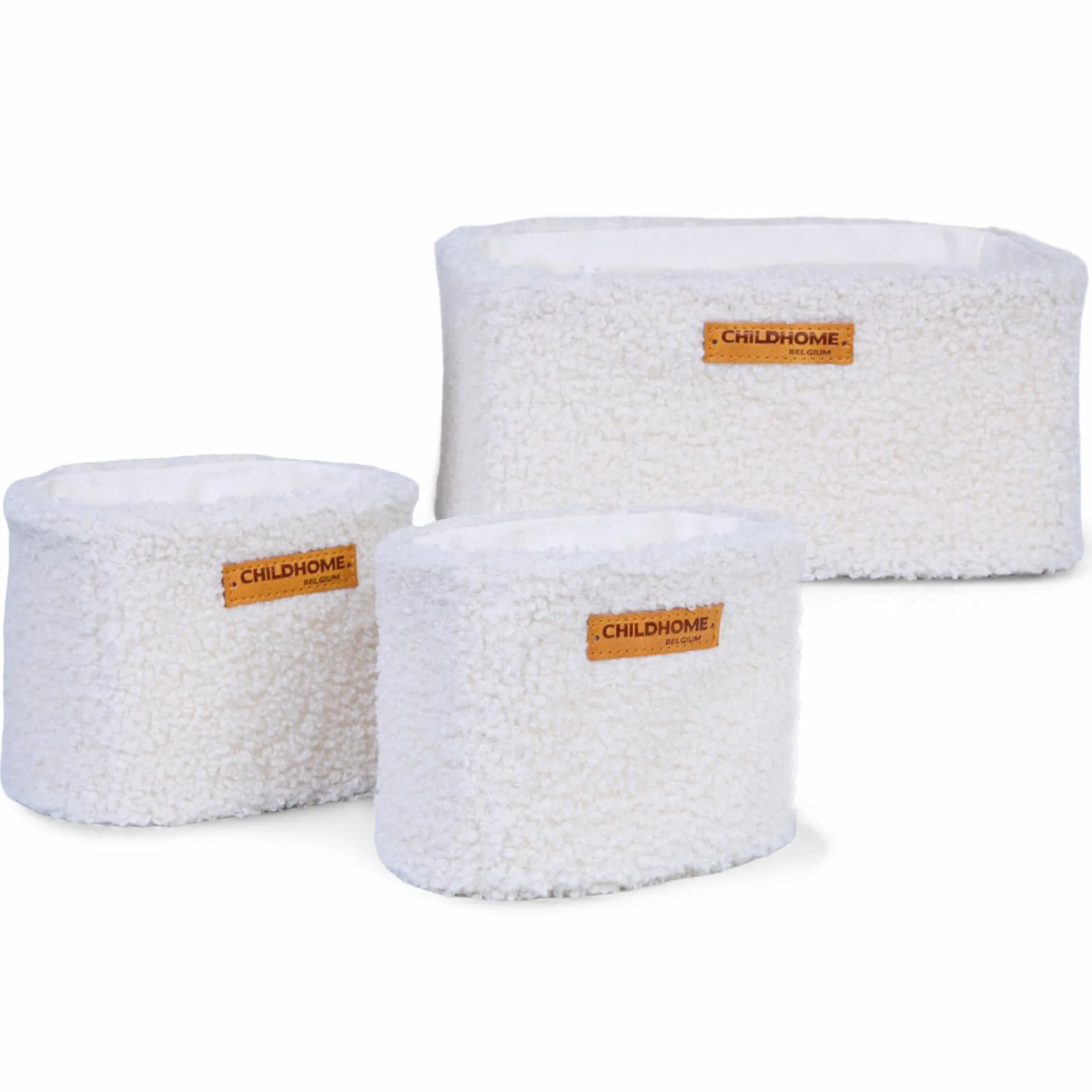 Aufbewahrungskorb 3er Set mit Haken zum Aufhängen - Teddy - Offwhite