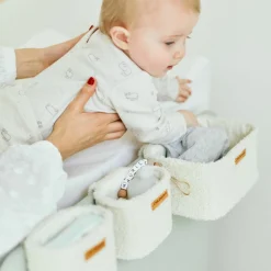 Aufbewahrungskorb 3er Set mit Haken zum Aufhängen - Teddy - Offwhite