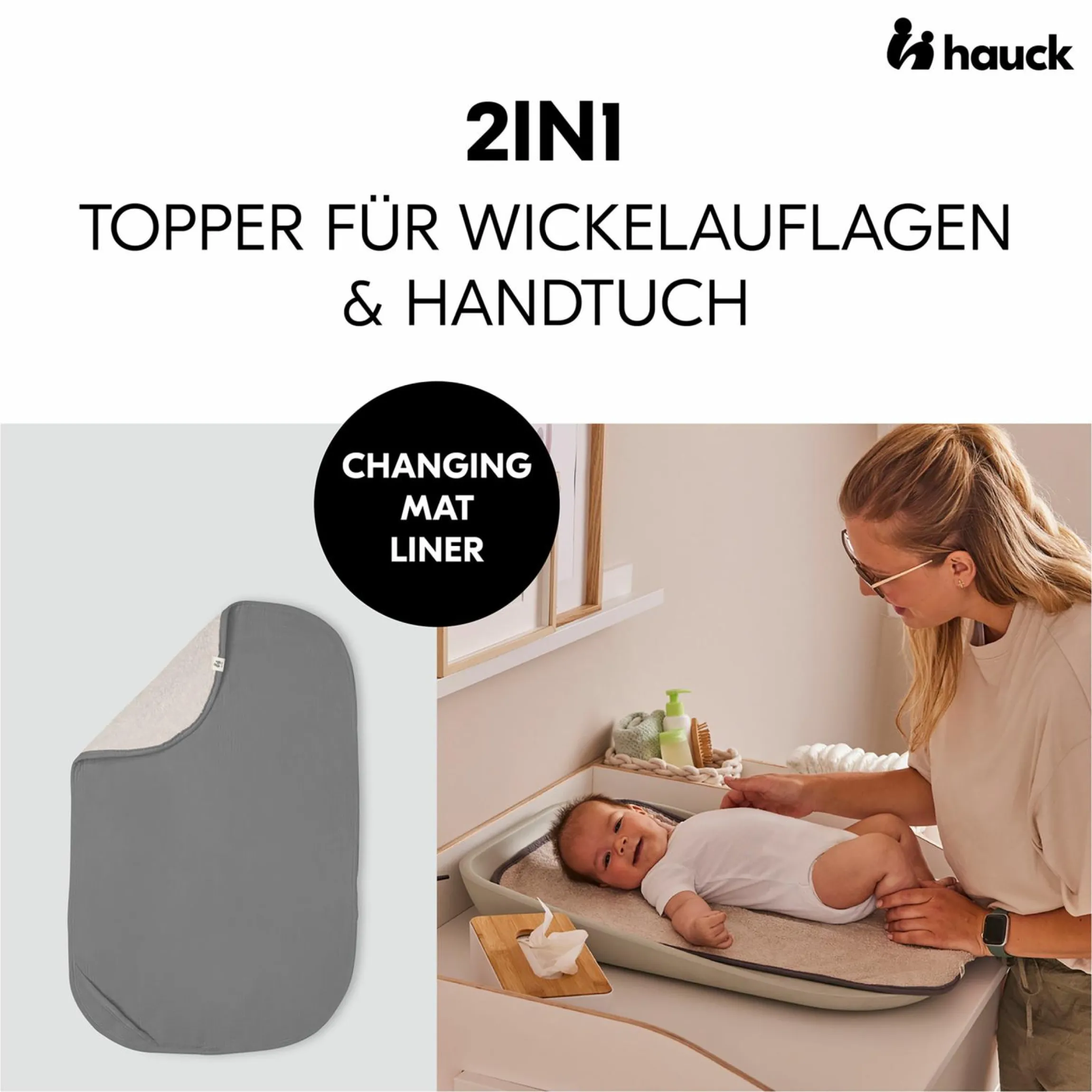 Auflage / Topper für Wickelauflagen wie Change N Clean - Dark Grey