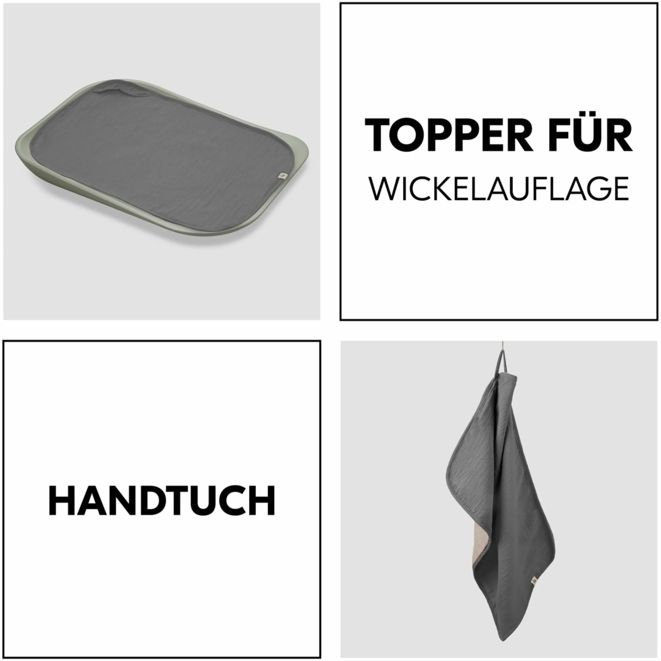 Auflage / Topper für Wickelauflagen wie Change N Clean - Dark Grey