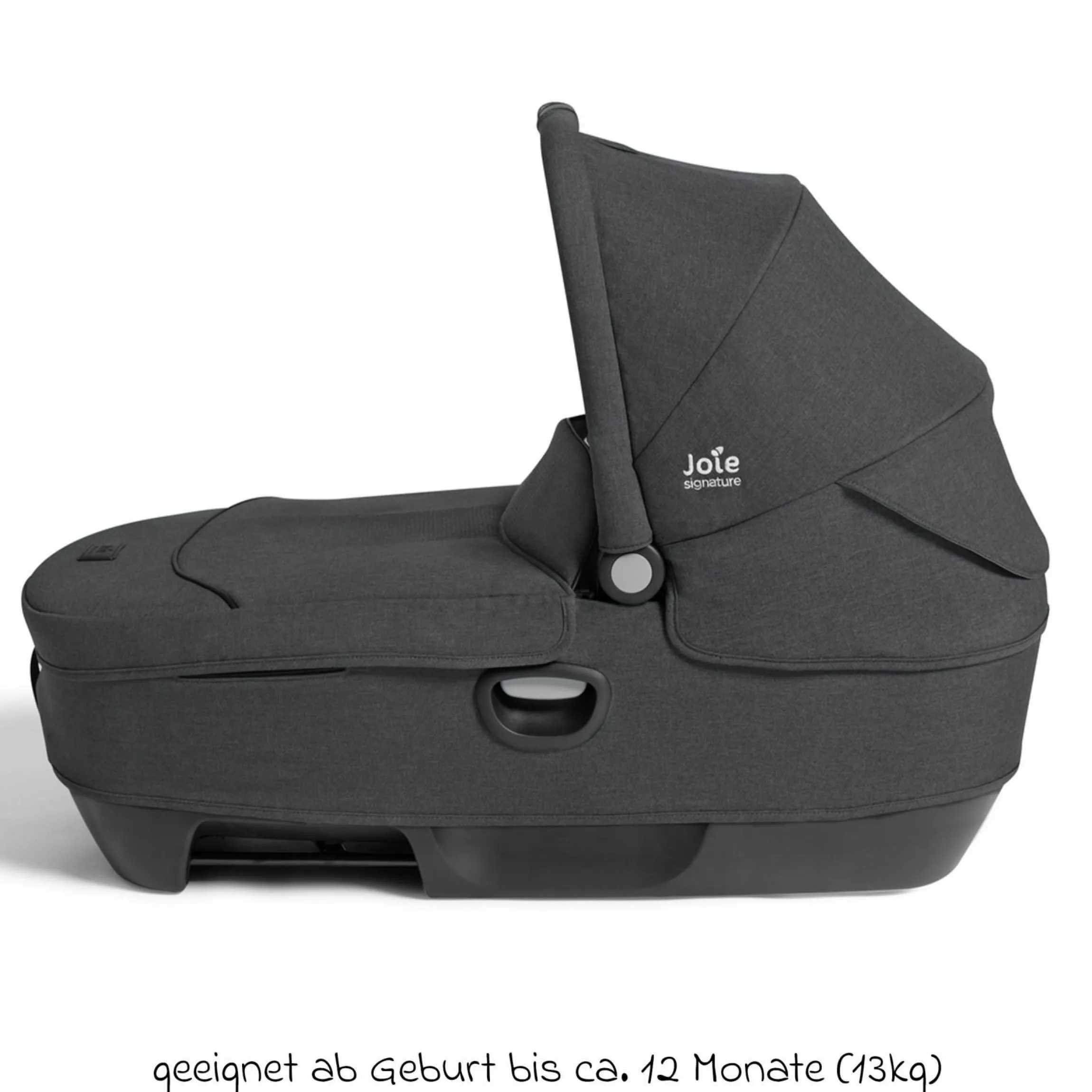 Auto-Babywanne Calmi R129 (40 cm - 75 cm) ab Geburt - 12 Monate im Auto und auf den Kinderwagen Vinca, Aeria, Finiti verwendbar inkl. Regenschutz - Signature - Ebony