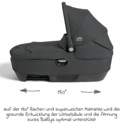 Auto-Babywanne Calmi R129 (40 cm - 75 cm) ab Geburt - 12 Monate im Auto und auf den Kinderwagen Vinca, Aeria, Finiti verwendbar inkl. Regenschutz - Signature - Ebony