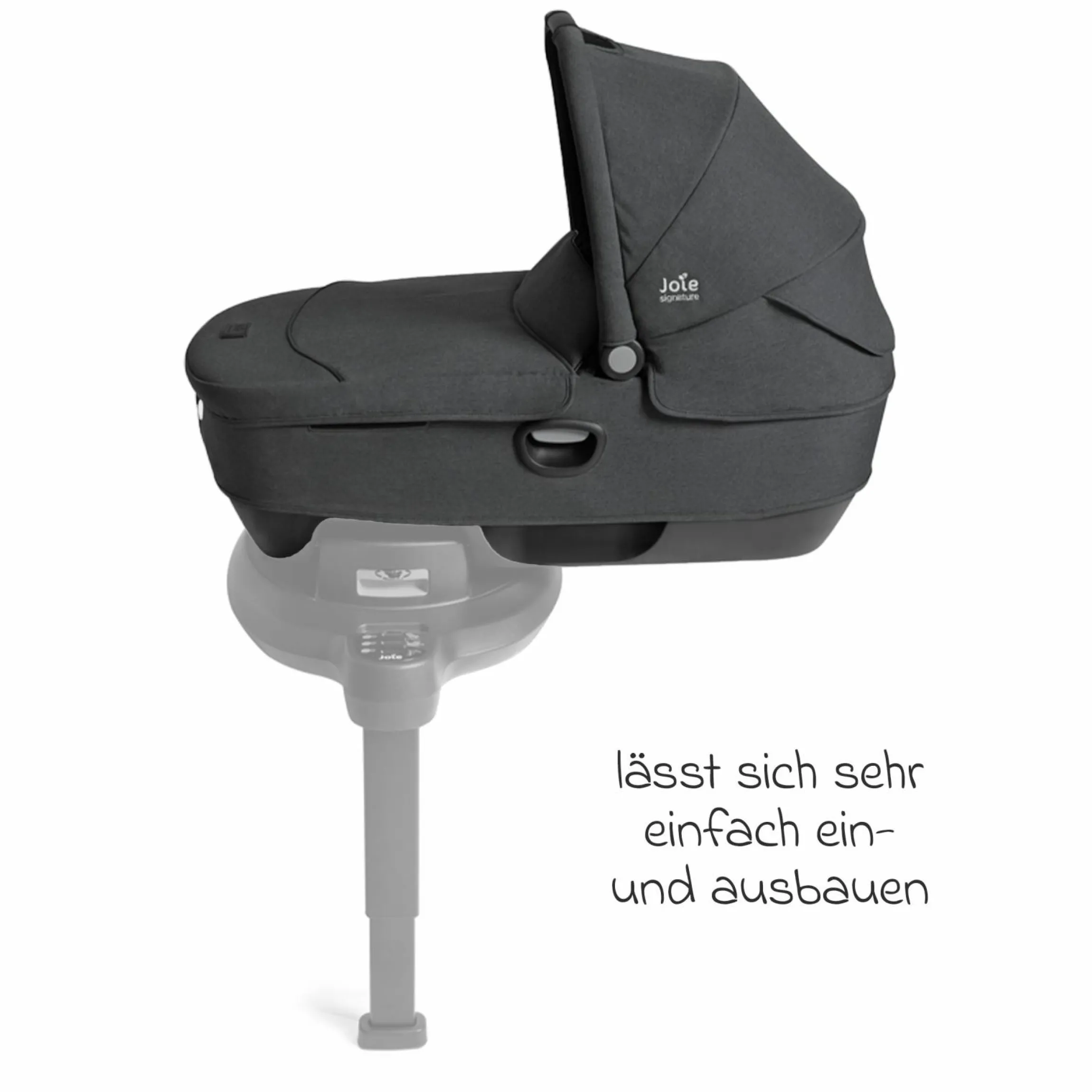 Auto-Babywanne Calmi R129 (40 cm - 75 cm) ab Geburt - 12 Monate im Auto und auf den Kinderwagen Vinca, Aeria, Finiti verwendbar inkl. Regenschutz - Signature - Ebony