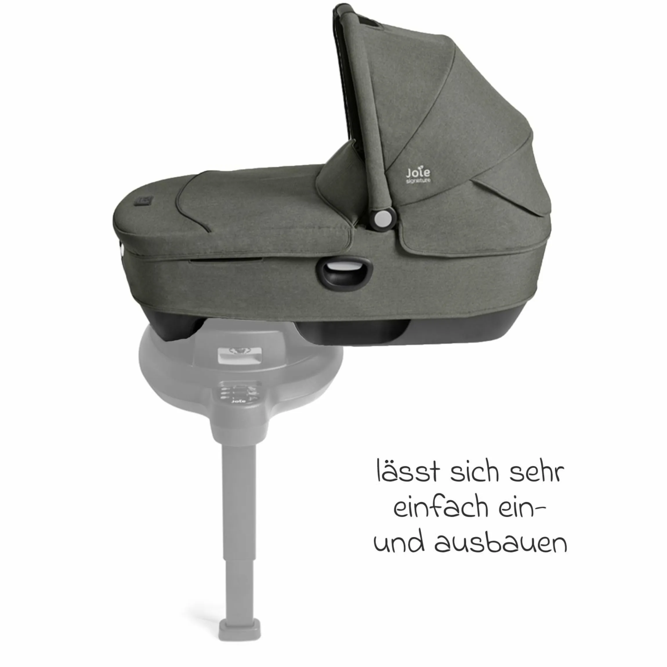 Auto-Babywanne Calmi R129 (40 cm - 75 cm) ab Geburt - 12 Monate im Auto und auf den Kinderwagen Vinca, Aeria, Finiti verwendbar inkl. Regenschutz - Signature - Evergreen