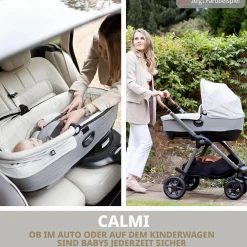 Auto-Babywanne Calmi R129 (40 cm - 75 cm) ab Geburt - 12 Monate im Auto und auf den Kinderwagen Vinca, Aeria, Finiti verwendbar inkl. Regenschutz - Signature - Eclipse