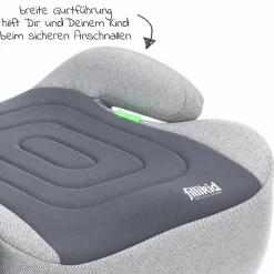 Auto-Kindersitzerhöhung Booster i-Size ab 7 Jahre - 12 Jahre (125 cm - 150 cm) mit einklappbarer Isofix-Halterung & Getränkehalter - Dunkelgrau Grau