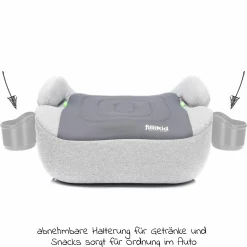 Auto-Kindersitzerhöhung Booster i-Size ab 7 Jahre - 12 Jahre (125 cm - 150 cm) mit einklappbarer Isofix-Halterung & Getränkehalter - Dunkelgrau Grau