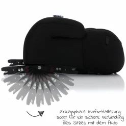 Auto-Kindersitzerhöhung Booster i-Size ab 7 Jahre - 12 Jahre (125 cm - 150 cm) mit einklappbarer Isofix-Halterung & Getränkehalter - Schwarz
