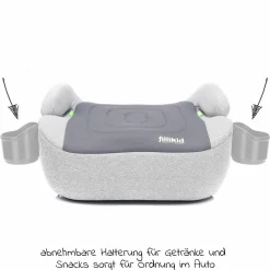 Auto-Kindersitzerhöhung Booster i-Size ab 7 Jahre - 12 Jahre (125 cm - 150 cm) mit einklappbarer Isofix-Halterung & Getränkehalter inkl. Gurtpolster - Dunkelgrau Grau