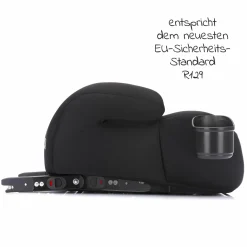 Auto-Kindersitzerhöhung Booster i-Size ab 7 Jahre - 12 Jahre (125 cm - 150 cm) mit einklappbarer Isofix-Halterung & Getränkehalter inkl. Gurtpolster - Schwarz