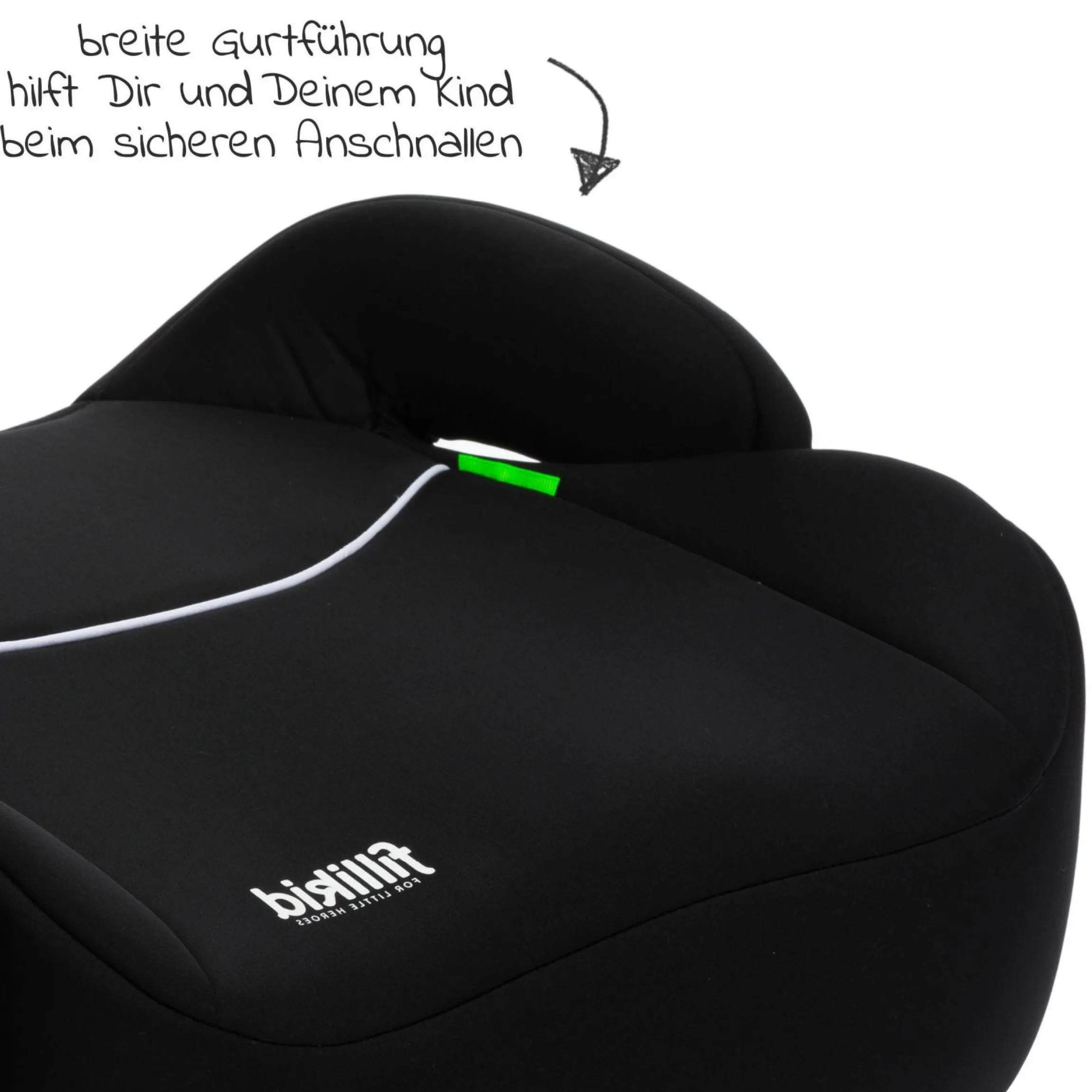 Auto-Kindersitzerhöhung Booster i-Size ab 7 Jahre - 12 Jahre (125 cm - 150 cm) mit einklappbarer Isofix-Halterung & Getränkehalter inkl. Gurtpolster - Schwarz