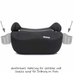 Auto-Kindersitzerhöhung Booster i-Size ab 7 Jahre - 12 Jahre (125 cm - 150 cm) mit einklappbarer Isofix-Halterung & Getränkehalter inkl. Gurtpolster - Schwarz