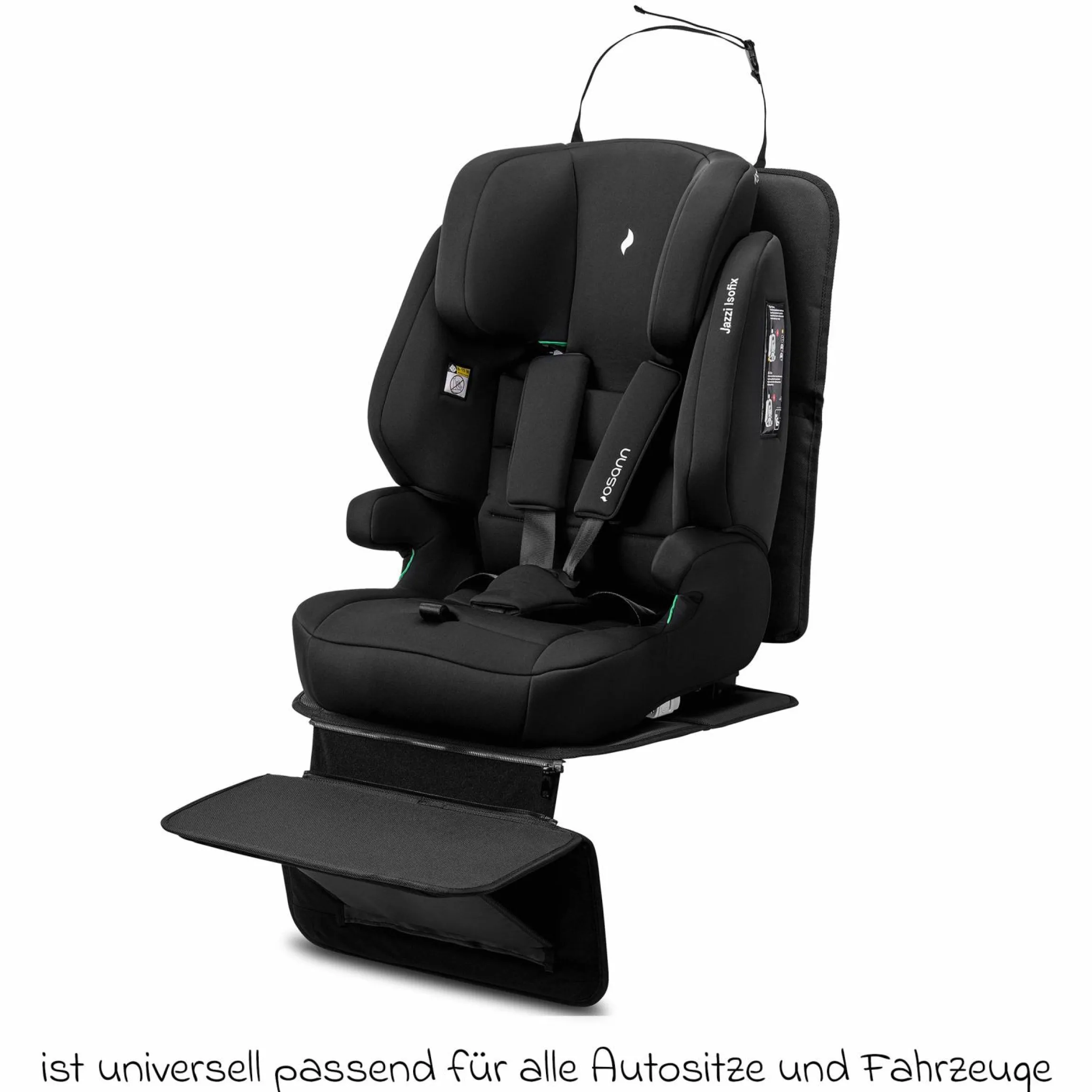 Autositz-Schutzunterlage / Polsterschutz FeetUp schützt den Autositz vor Druckstellen und Verschmutzung mit Fußablage - Schwarz - Kollektion 2024