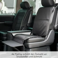 Autositz-Schutzunterlage / Polsterschutz FeetUp schützt den Autositz vor Druckstellen und Verschmutzung mit Fußablage - Schwarz - Kollektion 2024