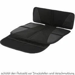 Autositz-Schutzunterlage / Polsterschutz schützt den Autositz vor Druckstellen und Verschmutzung mit 2 Taschen - Schwarz