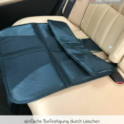 Autositz-Schutzunterlage / Polsterschutz schützt den Autositz vor Druckstellen und Verschmutzung mit 2 Taschen - Schwarz