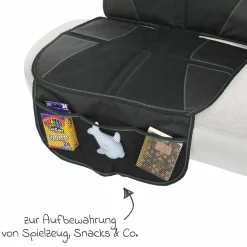 Autositz-Schutzunterlage / Polsterschutz schützt den Autositz vor Druckstellen und Verschmutzung mit 2 Taschen - Schwarz