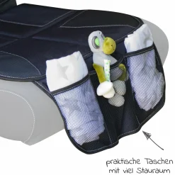 Autositz-Schutzunterlage für Reboarder mit IPad-Tasche - Schwarz