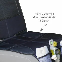 Autositz-Schutzunterlage für Reboarder mit IPad-Tasche - Schwarz