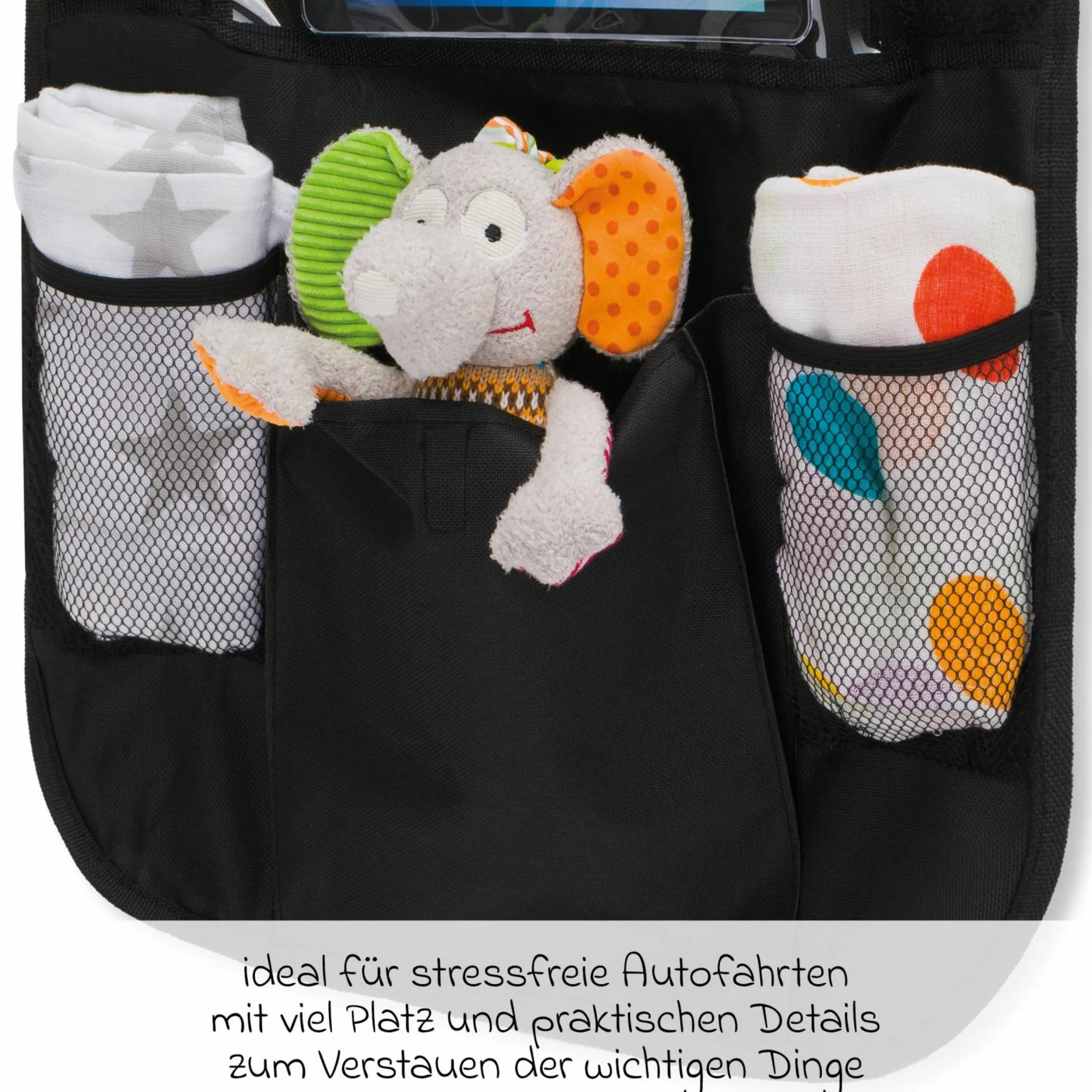 Auto-Sitztasche Rückenlehnenschutz und Organizer - Schwarz
