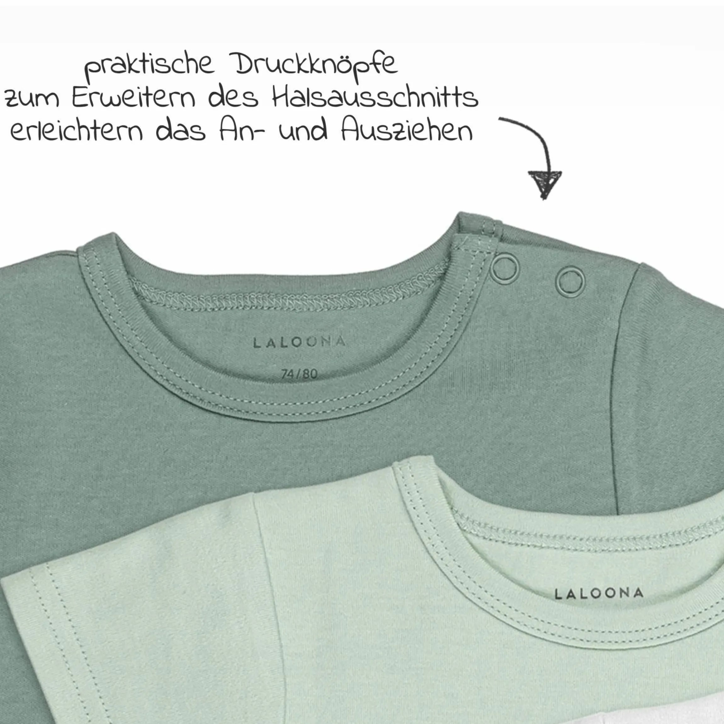 Baby Body Kurzarm OEKO-TEX® 3er Pack - Grün - Gr. 74/80